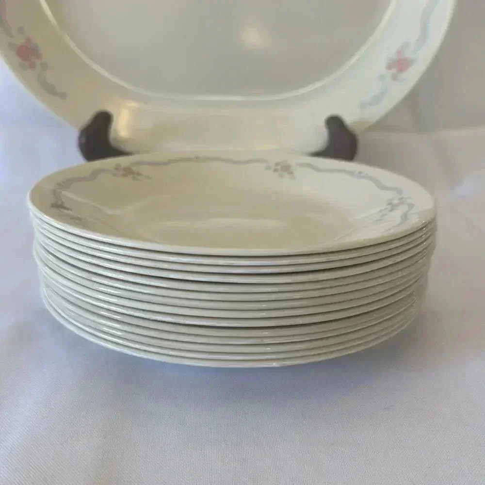 Corelle ENGLISH BREAKFAST 12” Serving Platter & 14 B&B Side Plates Pink Roses - Picture 6 of 6